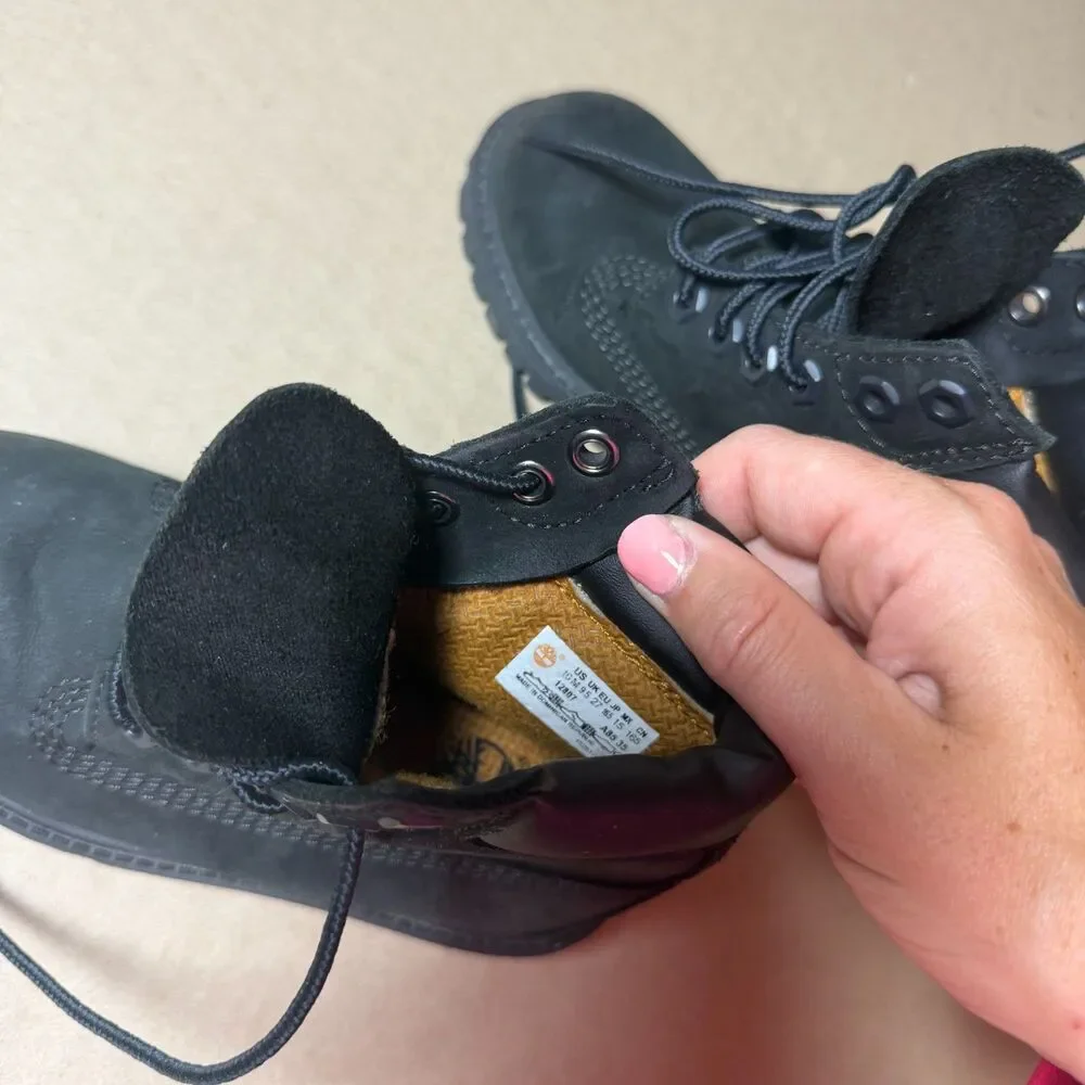 little kids black timberland boots padded leather rubber outsoles SZ 10M